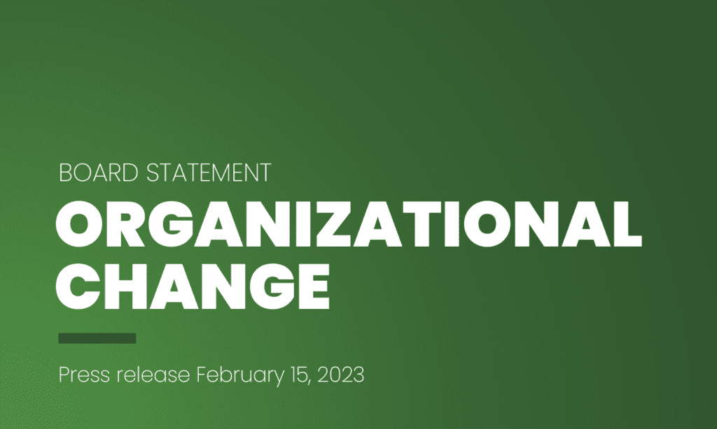 Organizational change Feb 2023